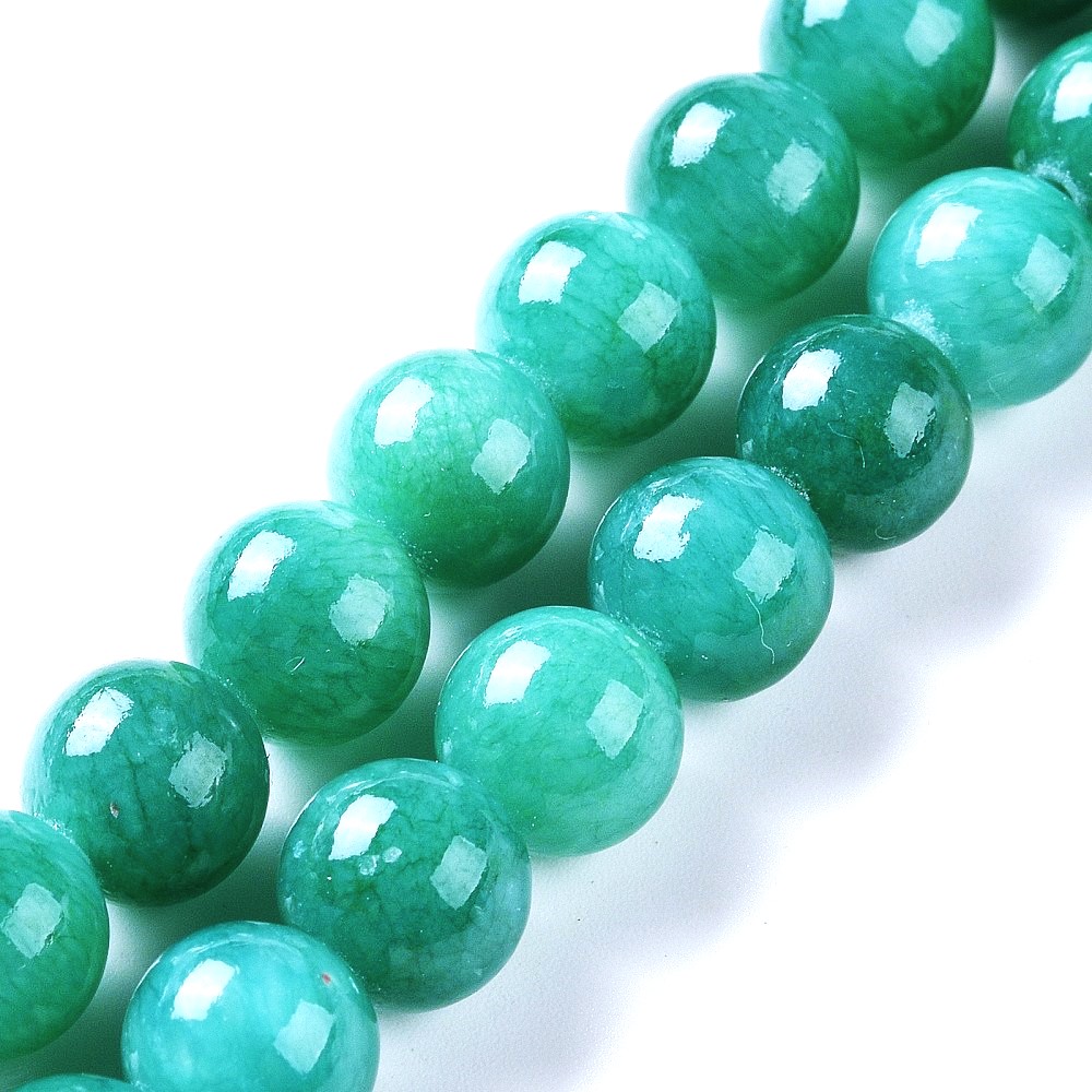 Grüner Jadeperlenstrang 8,5 mm gefärbt (ca. 46 Perlen)