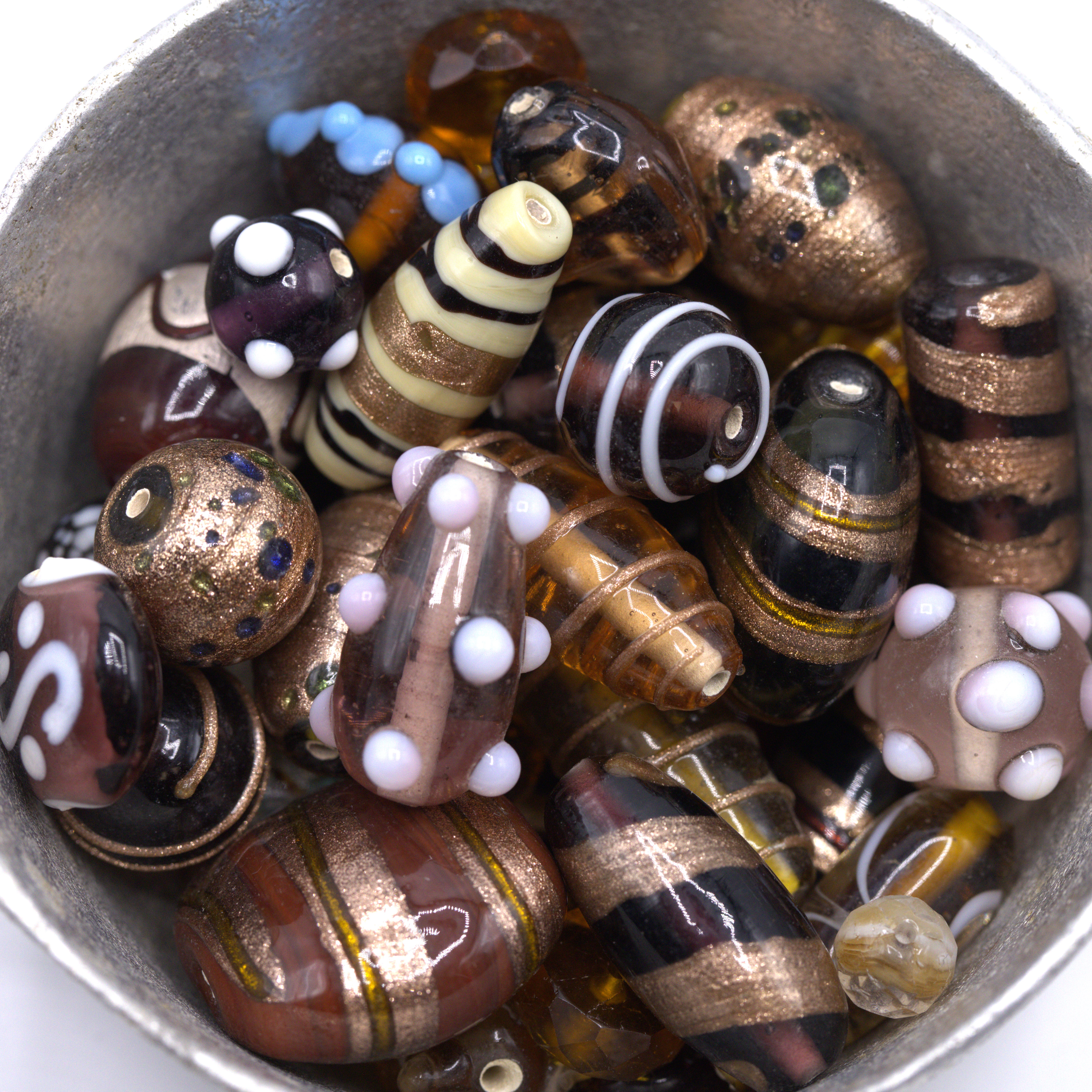 Böhmische Lampwork und Glasperlen 50 Gramm Überraschungsbeutel braun natur