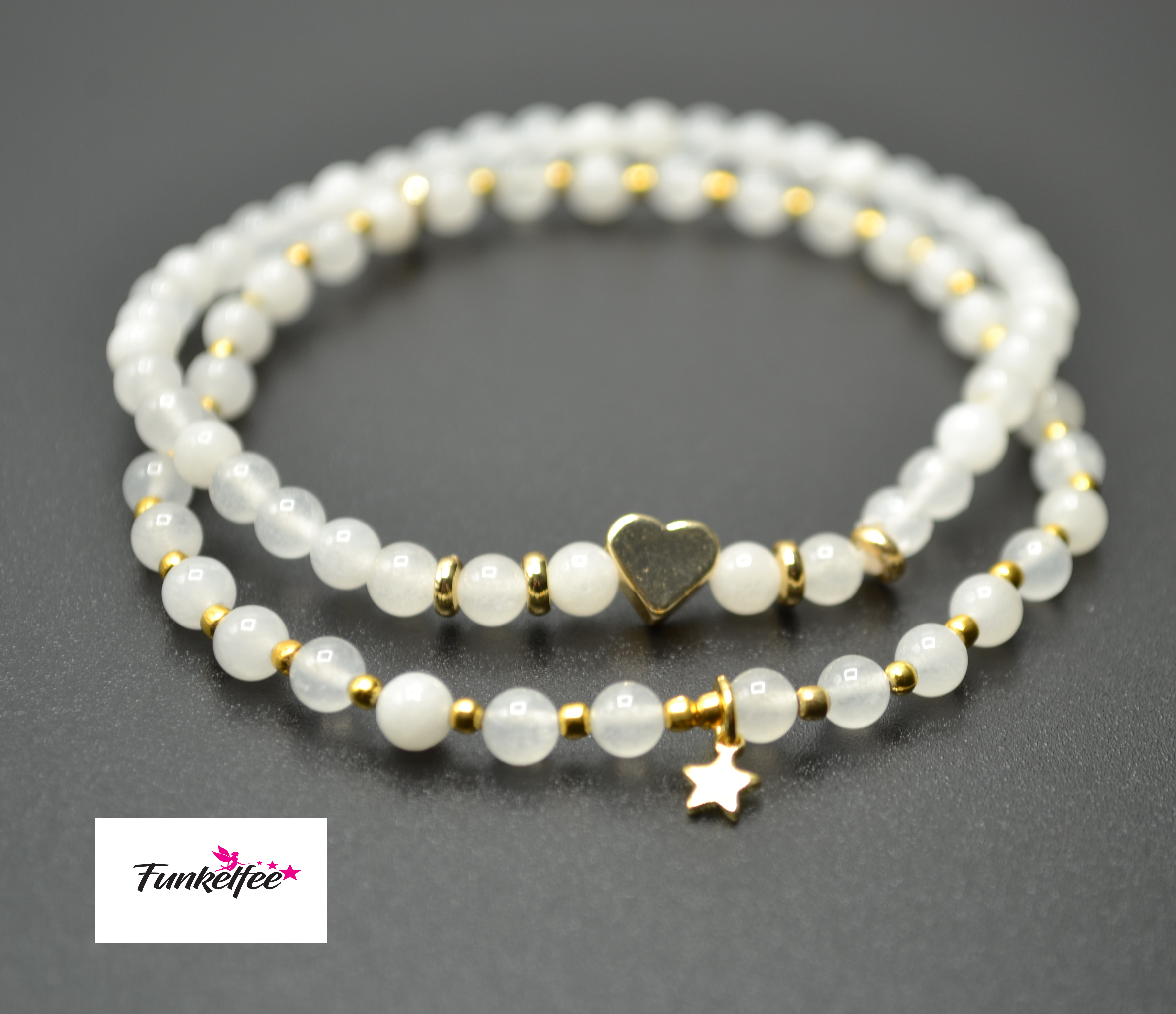 KOMPLETT BASTELSET FÜR 2 JADEPERLEN ARMBÄNDER