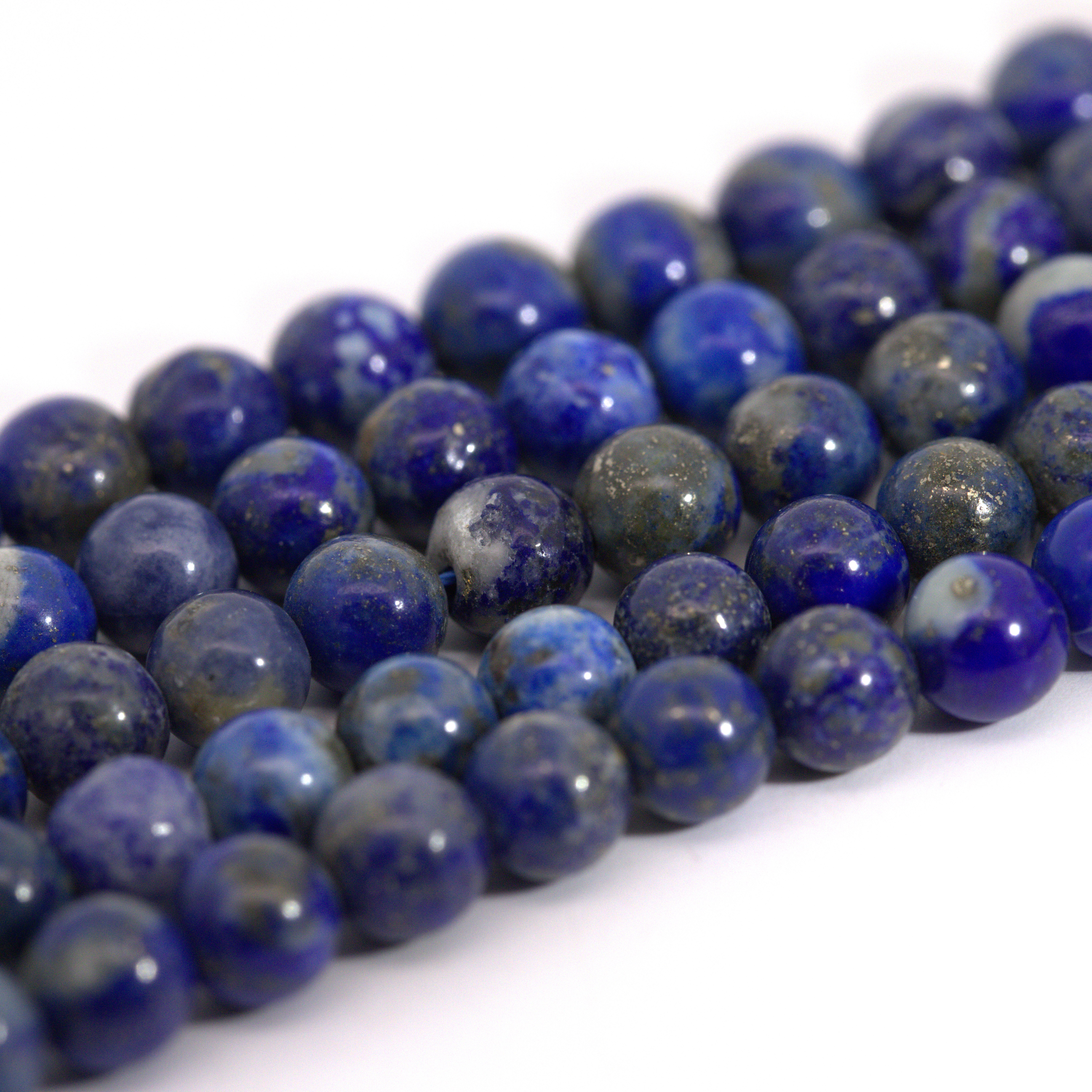 Lapislazuli Perlenstrang 6,2 - 6,8 mm rund glatt glänzend (ca. 62 Perlen / ca. 38 cm Länge)