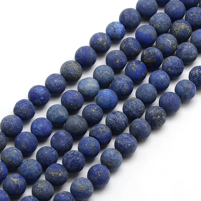 Matter gefrosteter Lapislazuli Perlenstrang 6,5 mm (ca. 62 Perlen / ca. 38 cm Länge)