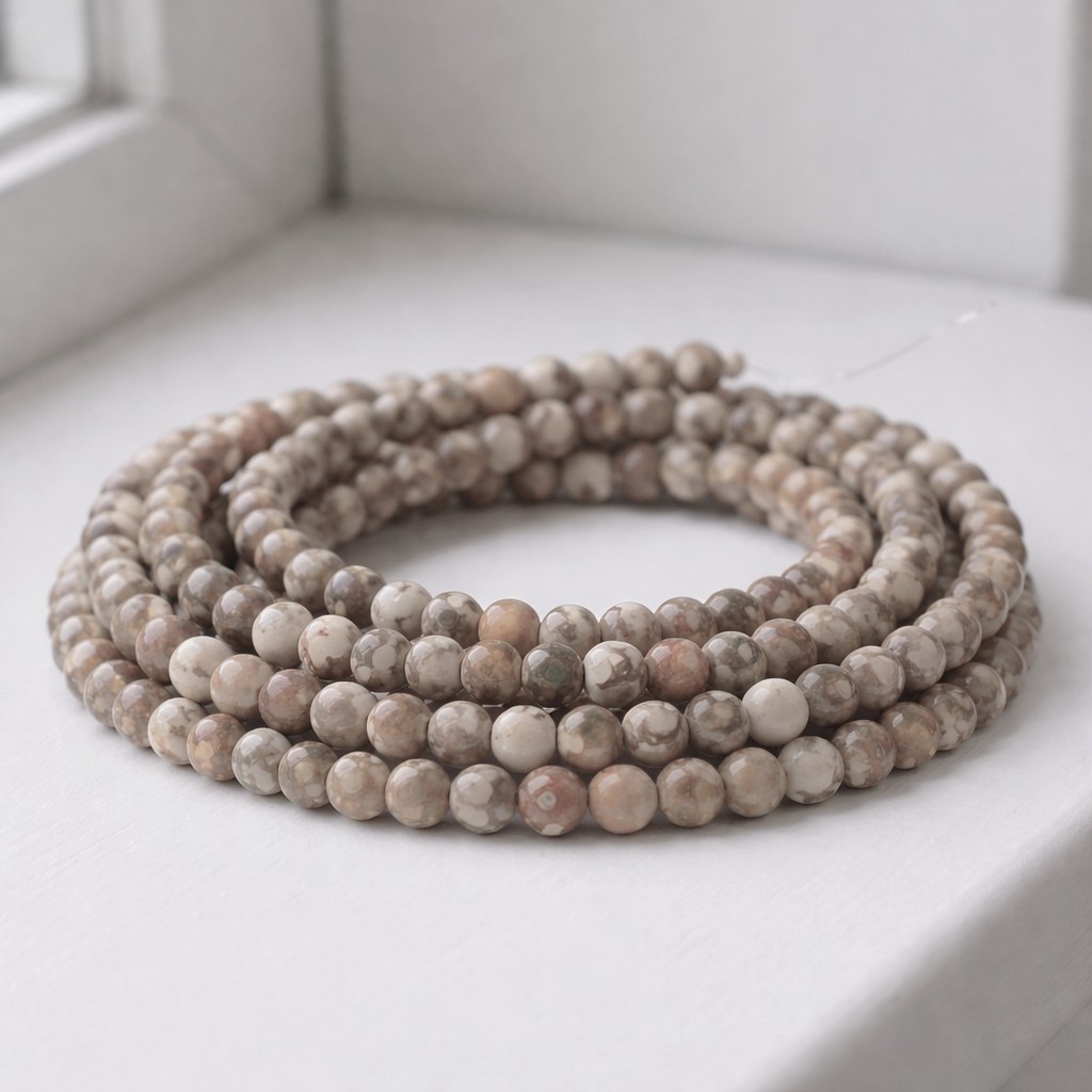 Natürlicher Maifan Jaspis Perlenstrang 4 mm rund glatt glänzend (ca. 90 Perlen / 40 cm)