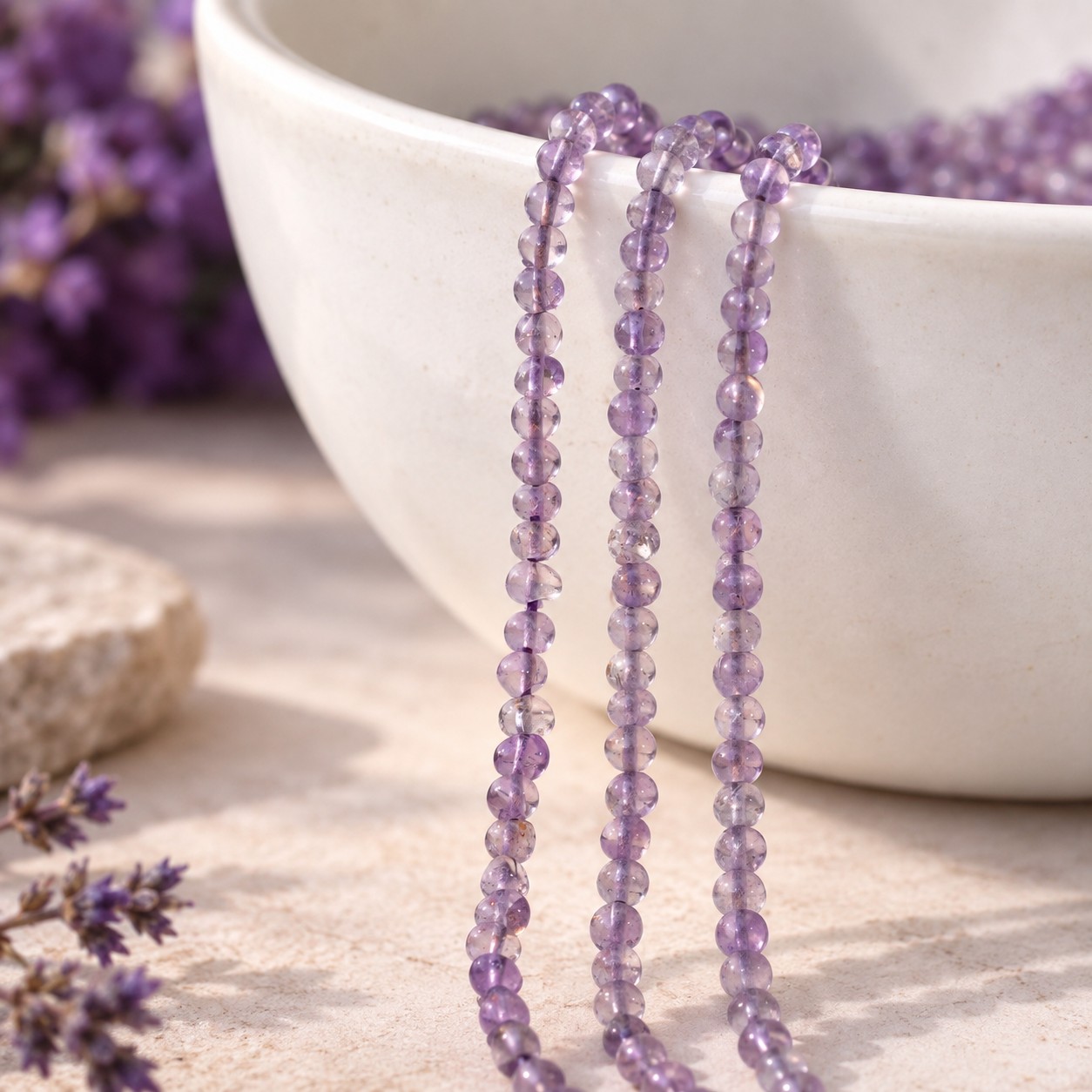 Amethyst Perlenstrang unregelmäßige Perlen 3 - 3,3 mm (ca. 35 cm Länge)