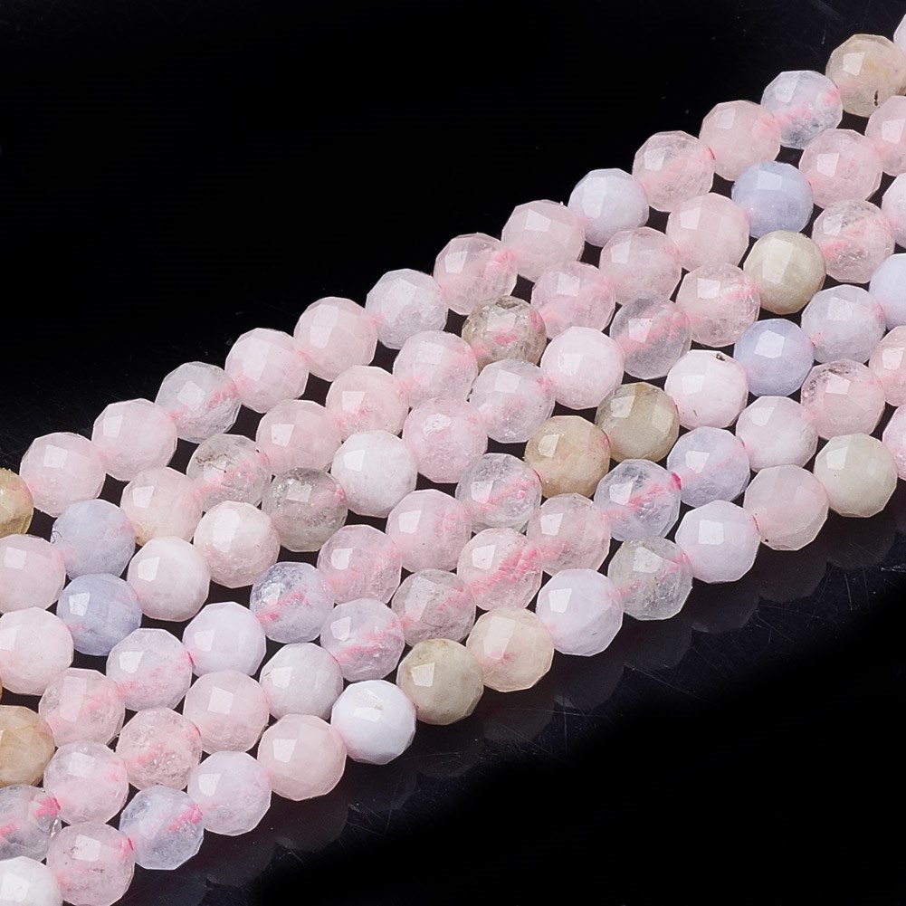 Natürlicher Morganit Perlenstrang 3 - 3,3 mm facettiert (ca. 110 Perlen / ca. 40 cm Länge)