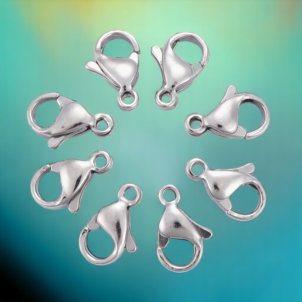 10 Edelstahl Karabinerverschlüsse 11 x 7 x 3,5 mm