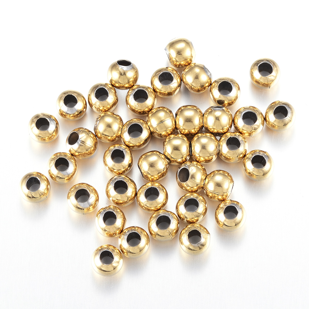 20 vakuumbeschichtete Edelstahlperlen goldfarben 4 mm