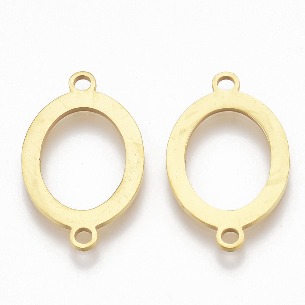 Edelstahl Verbinder Oval goldfarben 21,5 x 13 x 1 mm