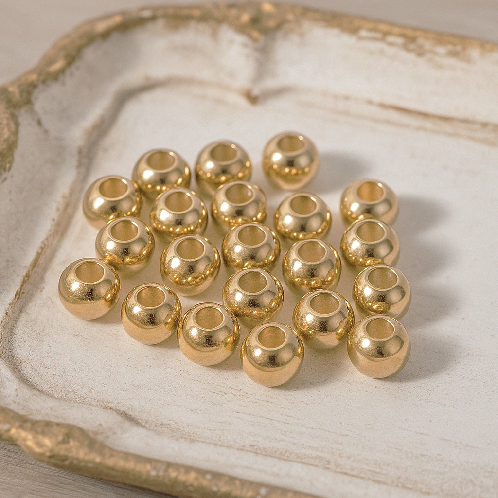 20 Zwischenperlen Spacer echt 18K vergoldet rund glatt 4 mm