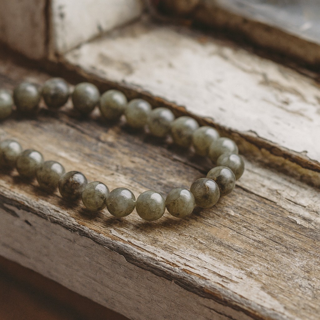 Natürlicher kurzer Halbstrang Labradorit Perlen rund glatt 8 mm (ca. 23 Perlen / ca. 19 cm Länge)