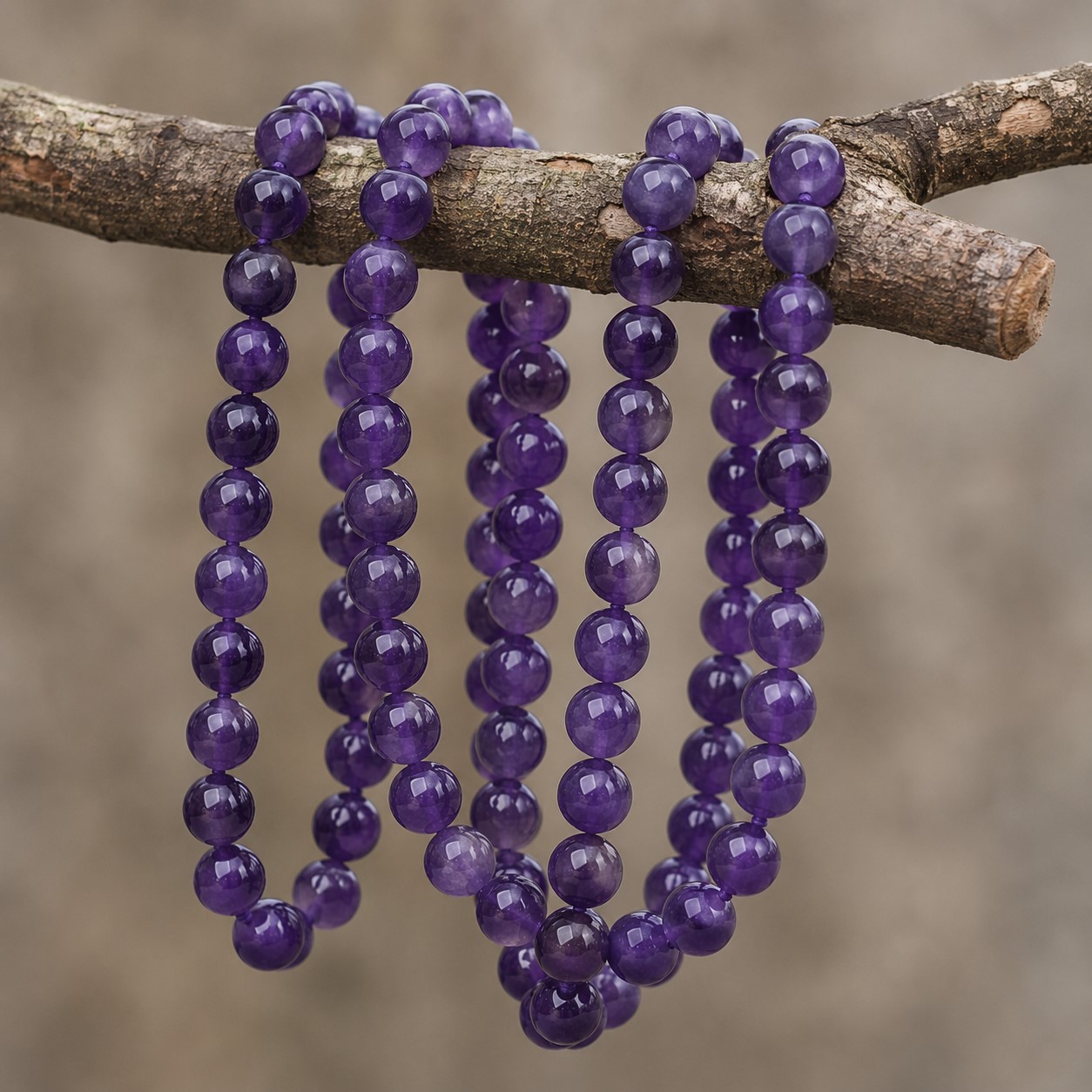 Natürlicher Amethyst Perlenstrang 8,5 - 8,6 mm rund glatt glänzend (ca. 47 Perlen / ca. 39 cm Länge)