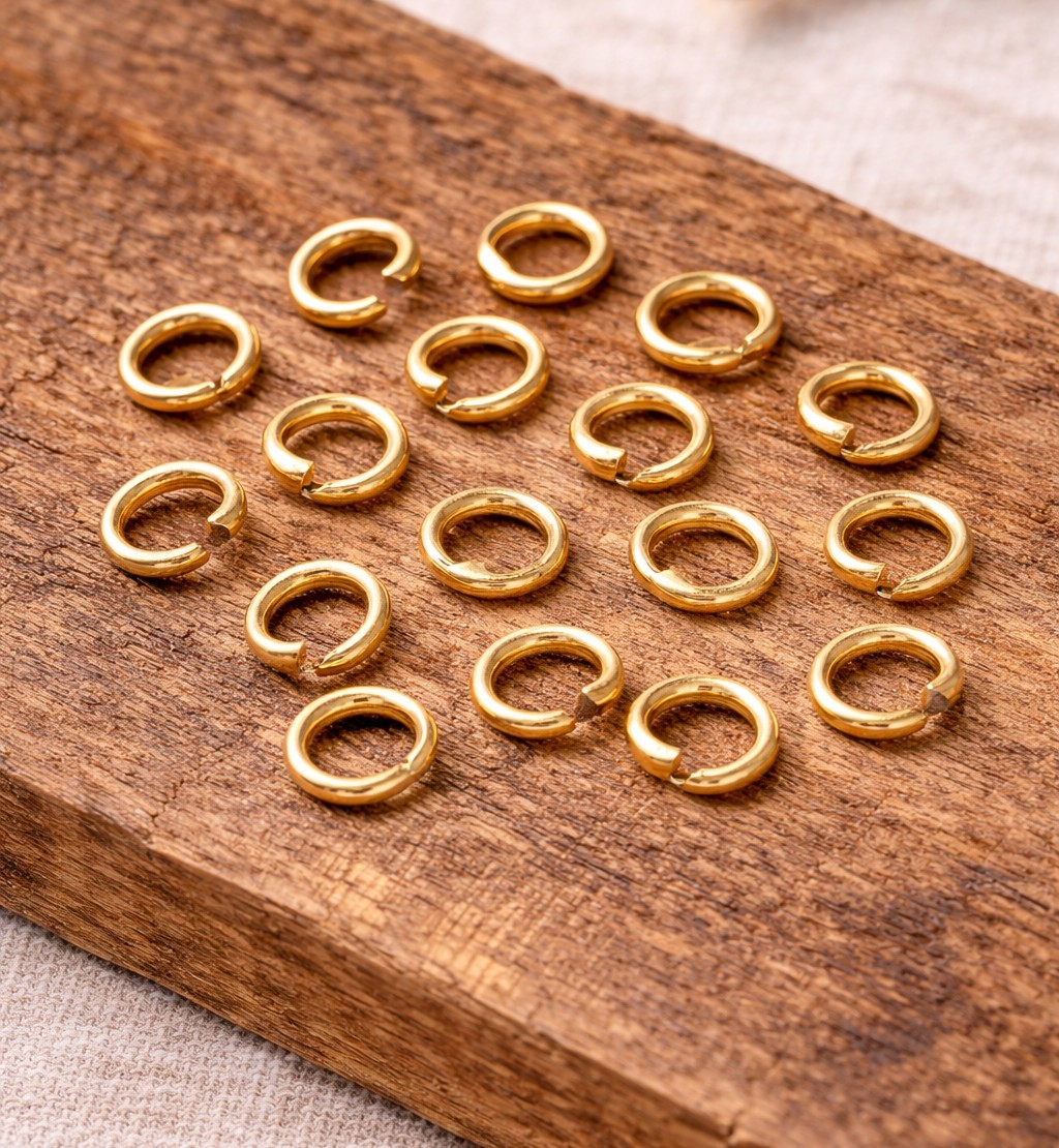 20 Edelstahl Biegeringe 6 x 0,8 mm 18k vergoldet