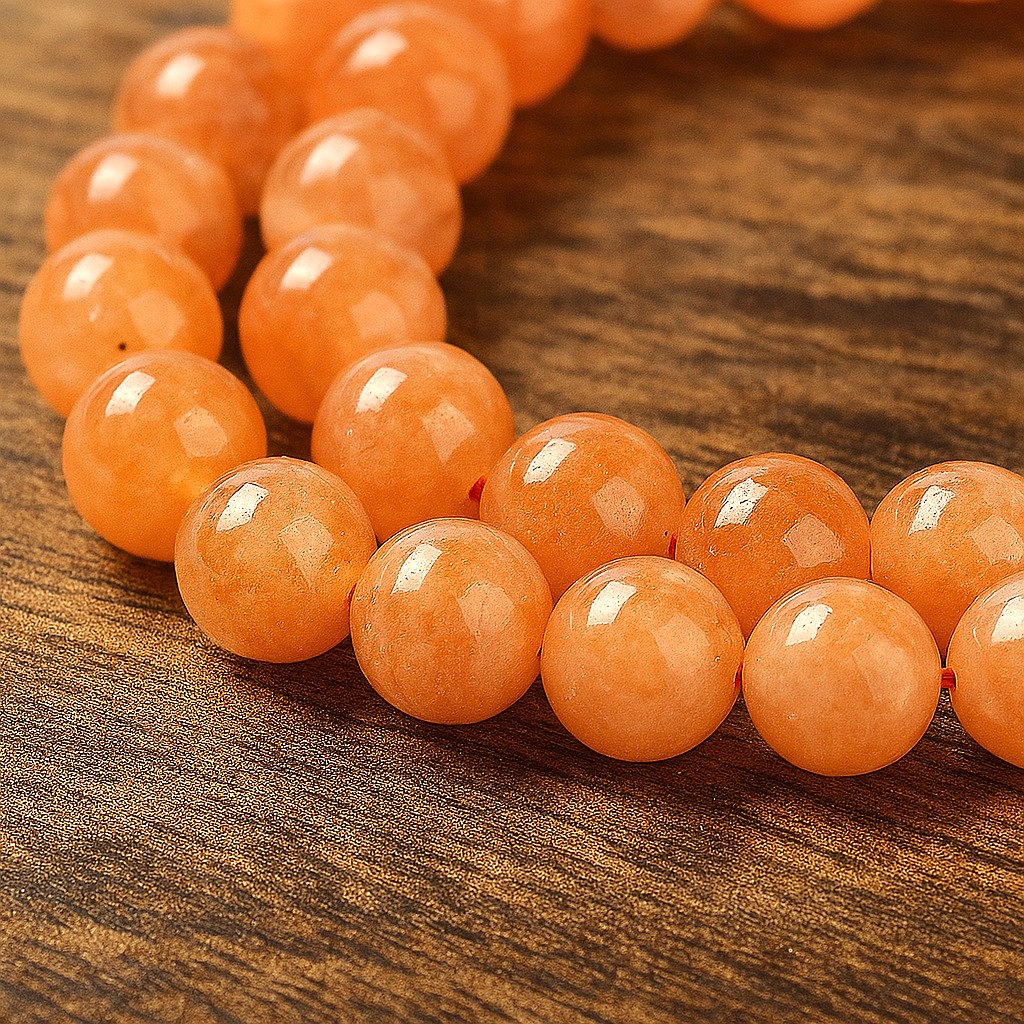 Kurzer Jade Perlenstrang 8 - 8,4 mm orange gefärbt (ca. 23 Perlen / 18,5 cm Länge) 