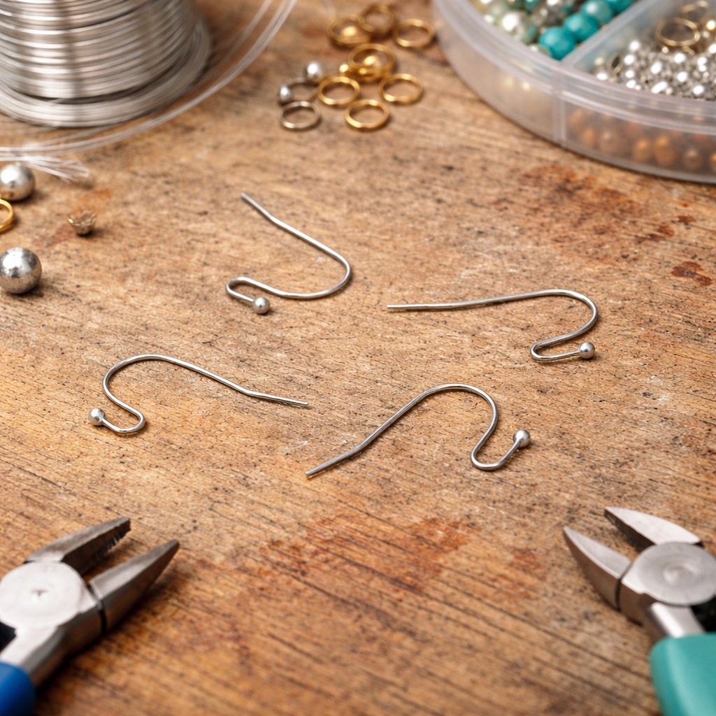 10 Edelstahl Ohrhaken Ohrringe 22 x 12 x 2 mm