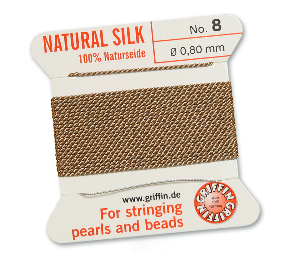 Griffin Perlseide 100 % Naturseide 2 m 1 Nadel No 8 beige