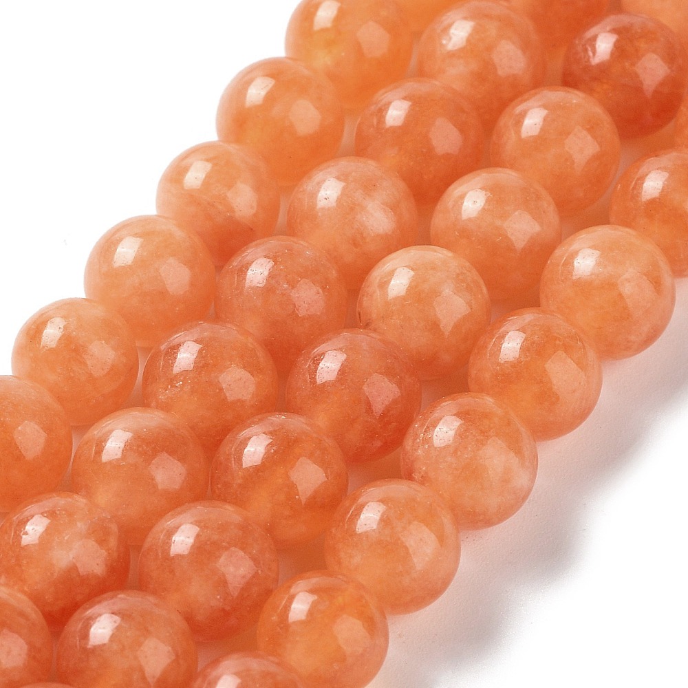 Kurzer Jade Perlenstrang 8 - 8,4 mm orange gefärbt (ca. 23 Perlen / 18,5 cm Länge) 