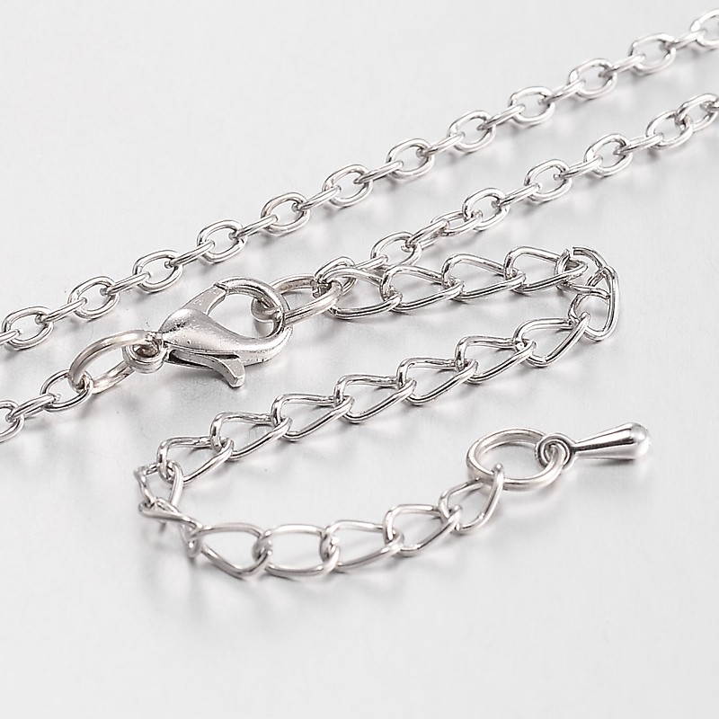 Lange Kette Halskette aus Eisen platinfarben 80 mm Länge mit Karabinerverschluß