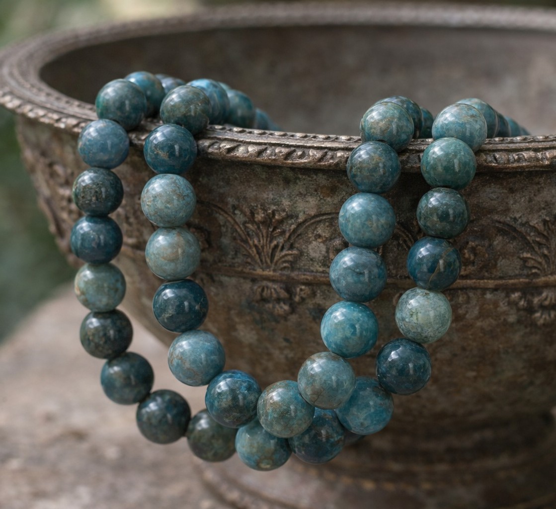 Apatit Perlenstrang 8,5 mm (ca. 47 Perlen / ca. 39 cm Länge)