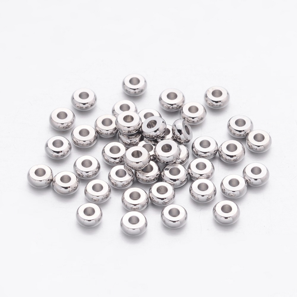 15 Metallperlen Zwischenperlen Spacer 4 x 1,6 mm platinfarben