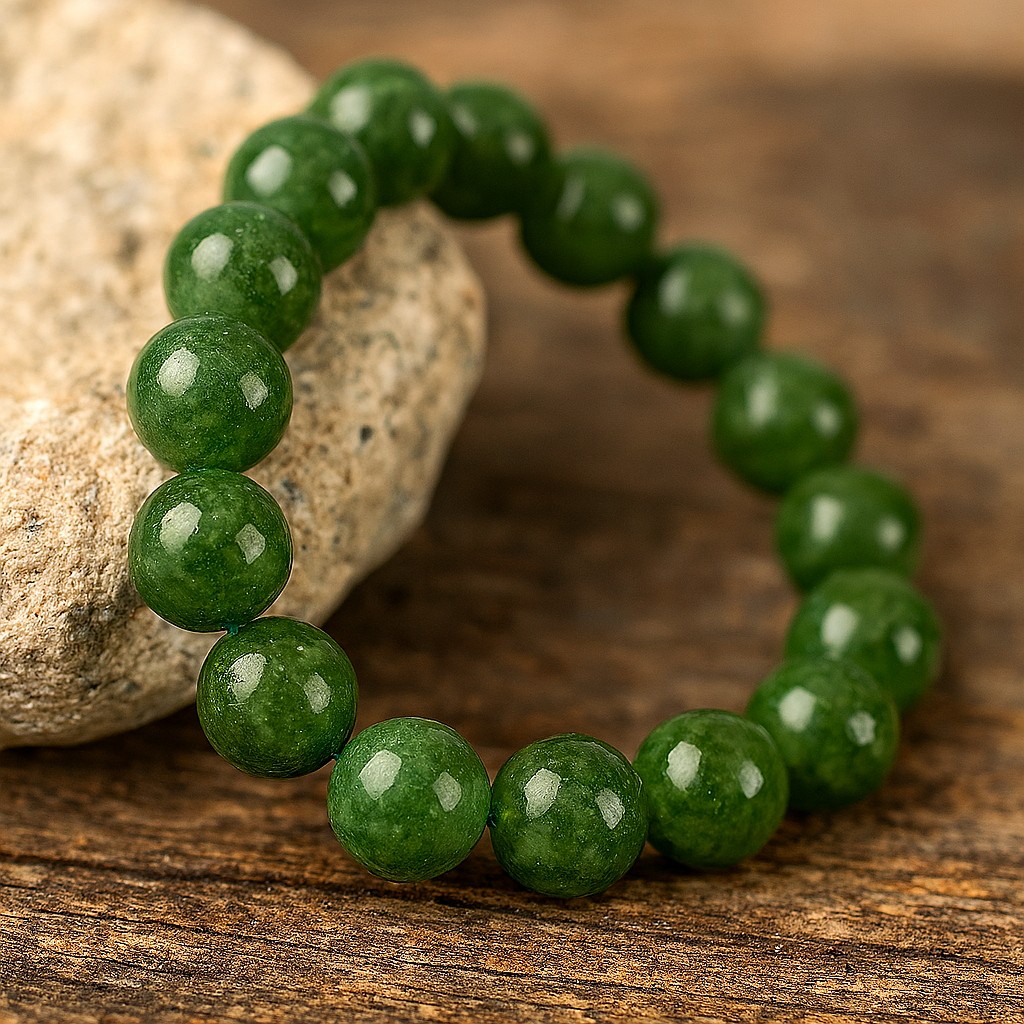 Kurzer Jade Perlenstrang 8 - 8,4 mm grün gefärbt (ca. 23 Perlen / 18,5 cm Länge)  