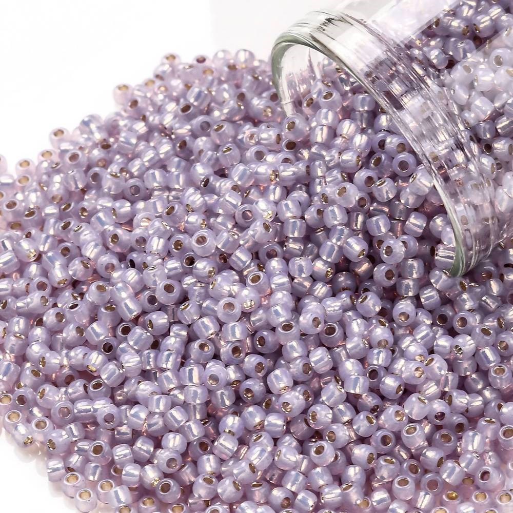 TOHO Perlen Rocailles 2,2 mm 11/0 silver lined Lavendel  (ca. 1100 Stück / ca. 10 Gramm)
