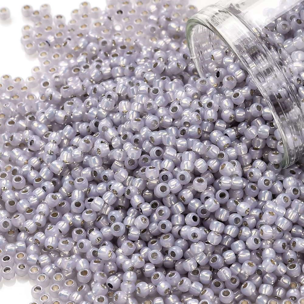 TOHO Perlen Rocailles 2,2 mm 11/0 silver lined Amethyst Opal (ca. 1100 Stück / ca. 10 Gramm)