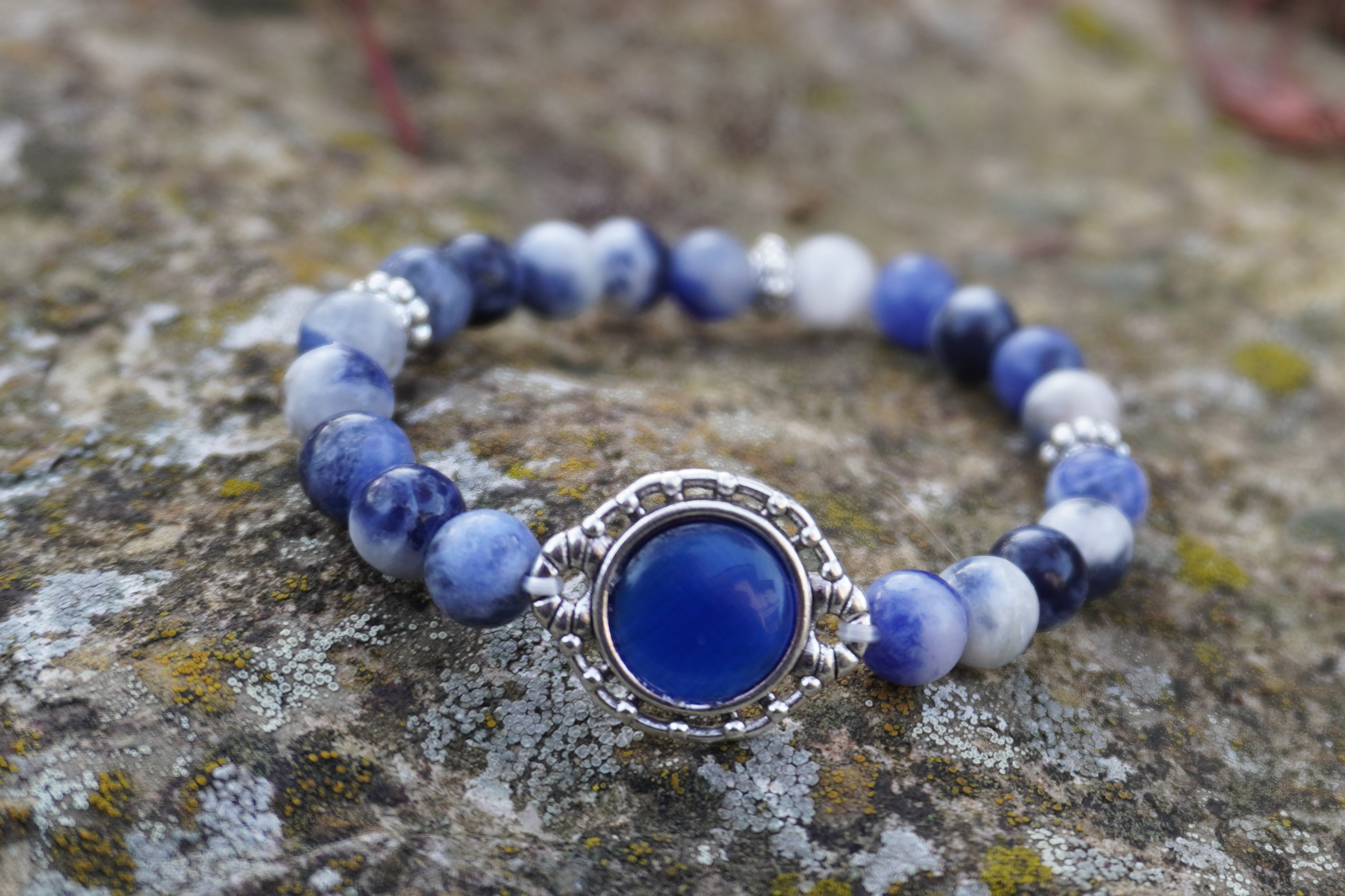 Bastelset Sodalith Armband mit Cabochon Verbinder