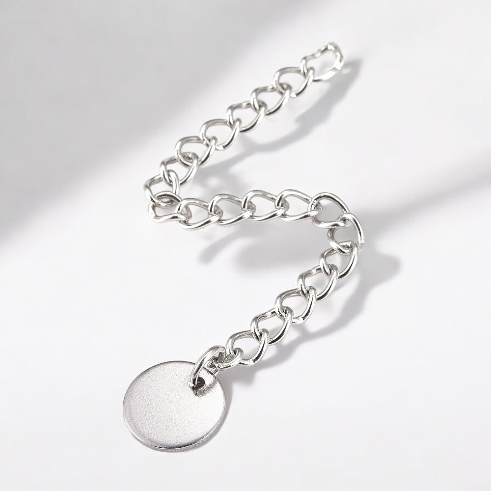 Kettenverlängerung aus Edelstahl mit Edelstahl Charm