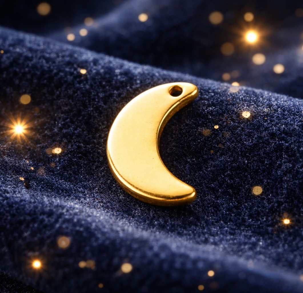 Edelstahl Mond Anhänger goldfarben 10 x 7 x 1 mm - filigraner Charm für Schmuck DIY