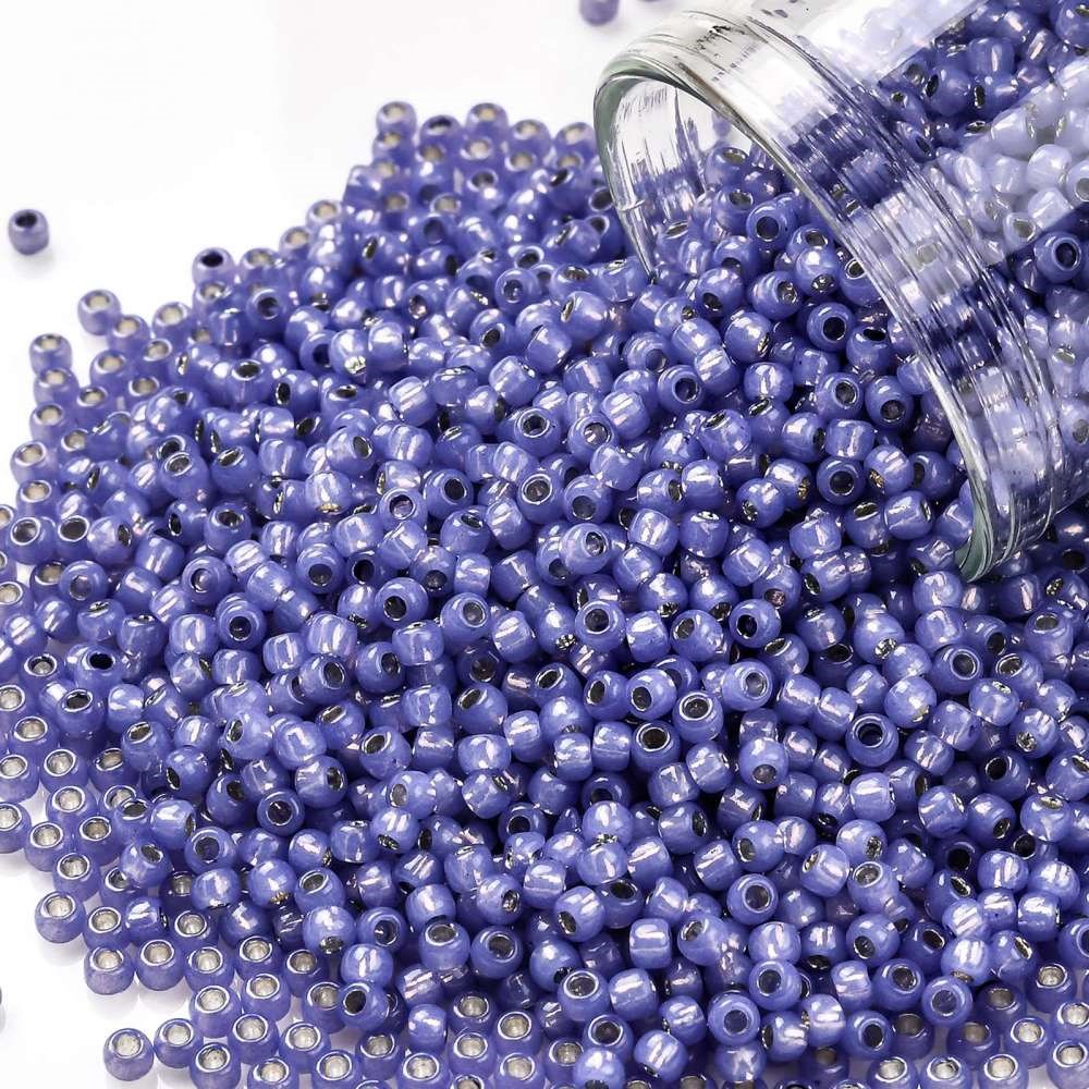 TOHO Perlen Rocailles 2,2 mm 11/0 silver lined Tanzanite Opal (ca. 1100 Stück / ca. 10 Gramm)
