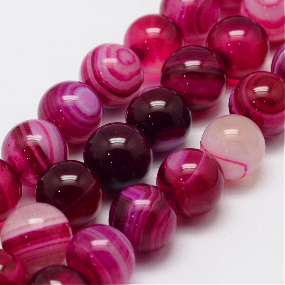 Achat Perlenstrang pinkfarben rund glatt glänzend gefärbt 6 - 6,5 mm (ca. 62 Perlen / ca. 38 cm Läng