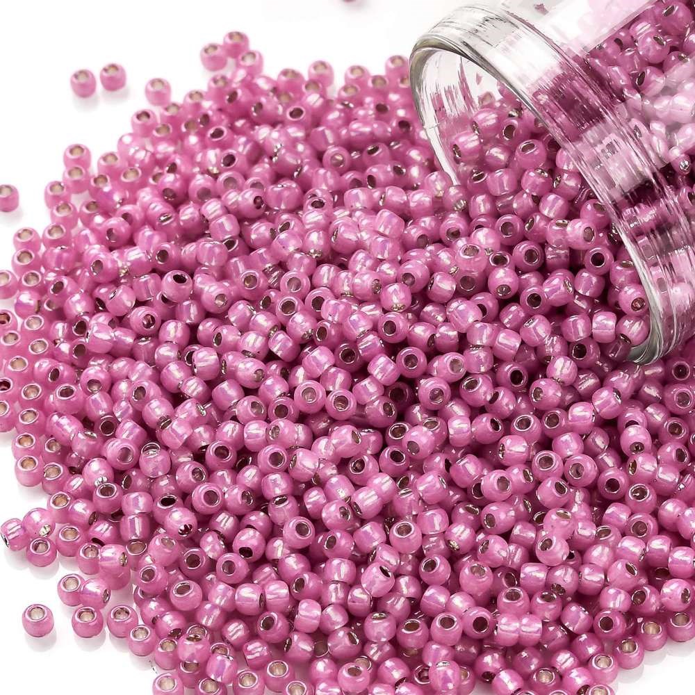 TOHO Perlen Rocailles 2,2 mm 11/0 silver lined Milky Mauve (ca. 1100 Stück / ca. 10 Gramm)