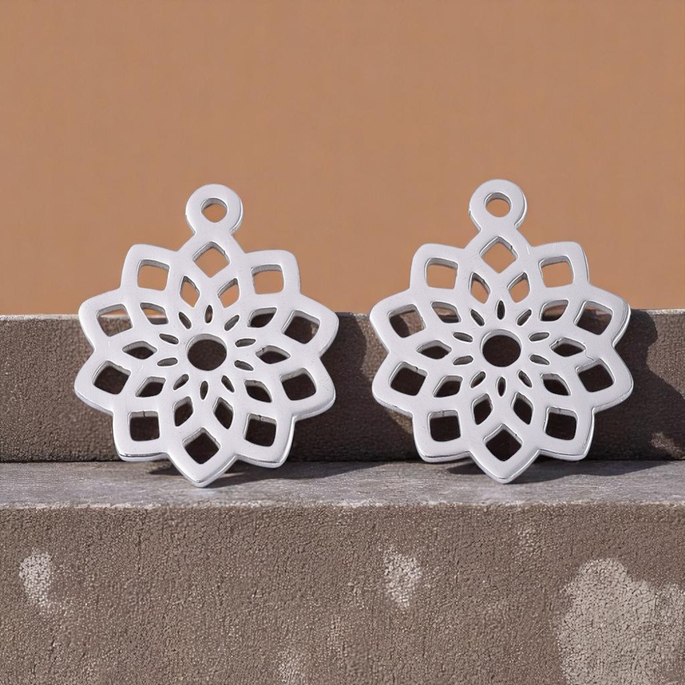 Edelstahl Anhänger Blume 19 x 16 x 1 mm