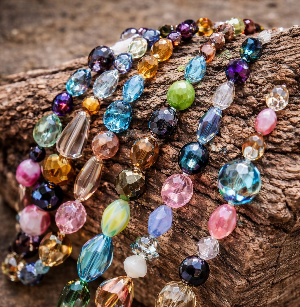 Galvanisierte Glasperlenstränge Mischformen und Mischfarbe 2 - 16 x 2 - 16 mm