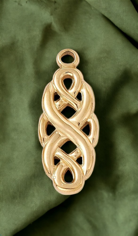 Edelstahl Anhänger tibetischer Knoten goldfarben 29 x 11 x 2,5 mm