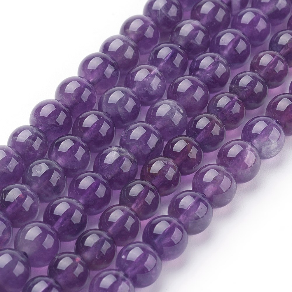 Natürlicher kurzer Amethyst Perlenstrang 6 - 6,5 mm Halbstrang (ca. 31 Perlen / ca. 19 cm Länge)