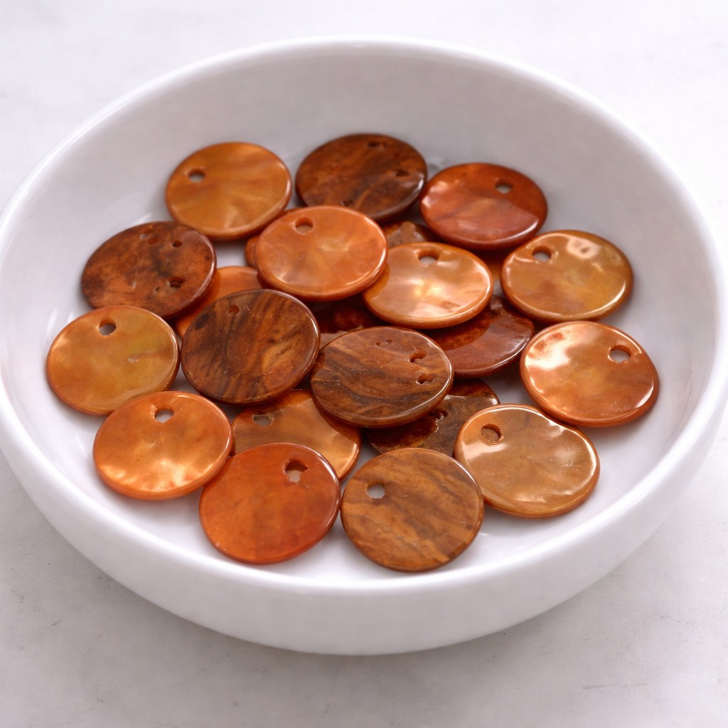 20 orange Muschel Perlmutt Anhänger 12 mm x 1 mm Kopie
