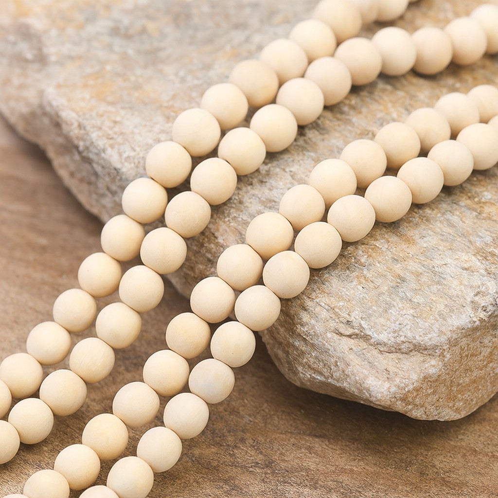 Natürlicher Zedernholz PerlenstrangThuja Sutchuenensis rund 6 - 6,3 mm (ca. 64 Perlen / ca. 40 cm Lä