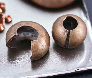 20 Quetschperlen Knotenabdeckungen aus Eisen rotkupferfarben 4 mm