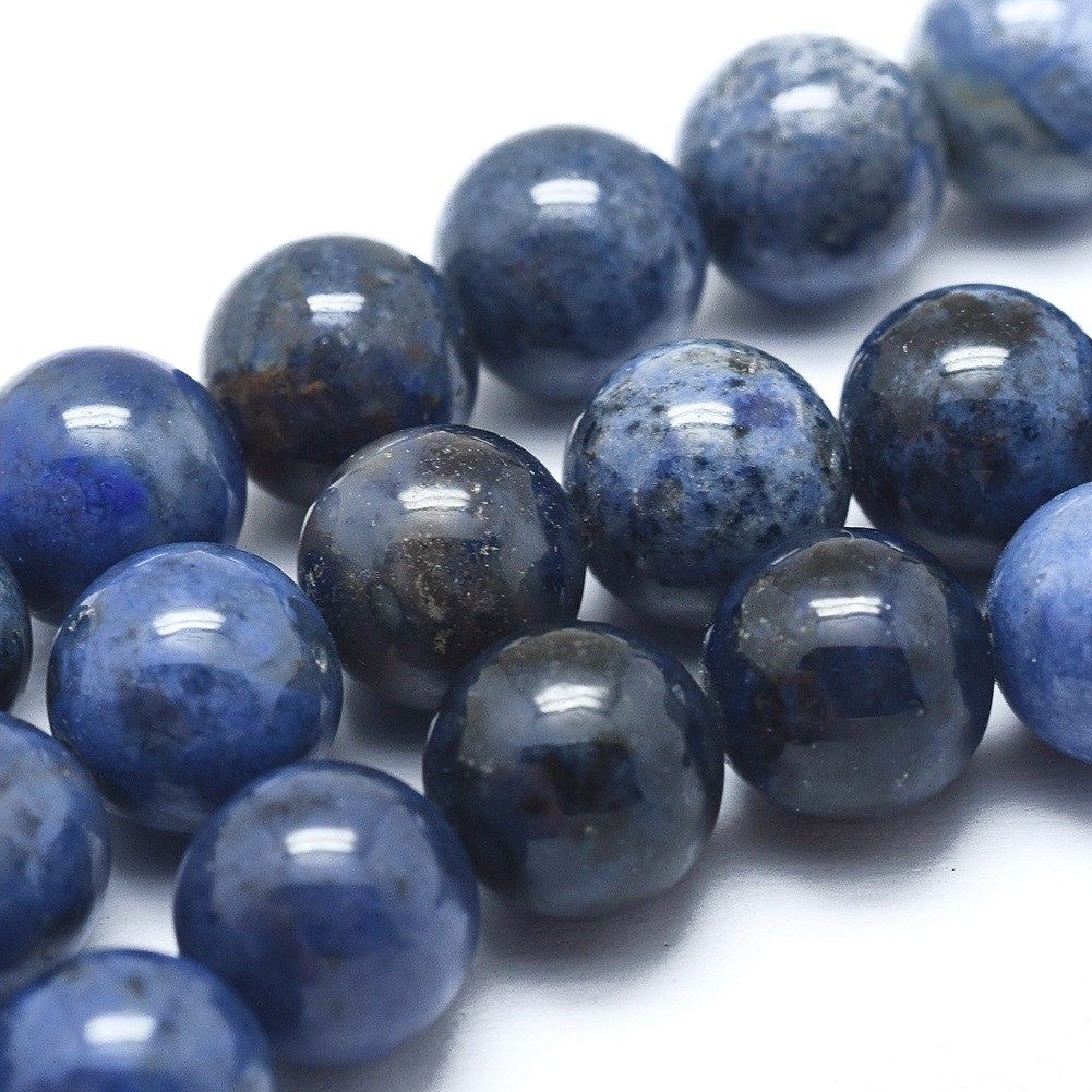 Natürlicher Dumortierit Blauquarz Perlenstrang 6,5 - 6,7 mm rund glatt glänzend (ca. 59 Perlen / ca.
