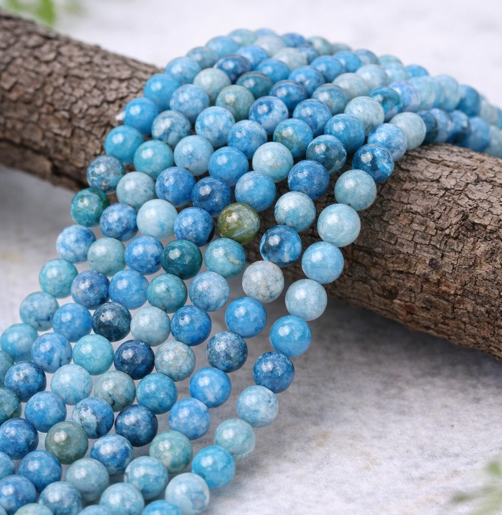 Hemimorphit Perlenstrang 6 mm rund glatt glänzend (ca. 64 Perlen / ca. 40 cm Länge