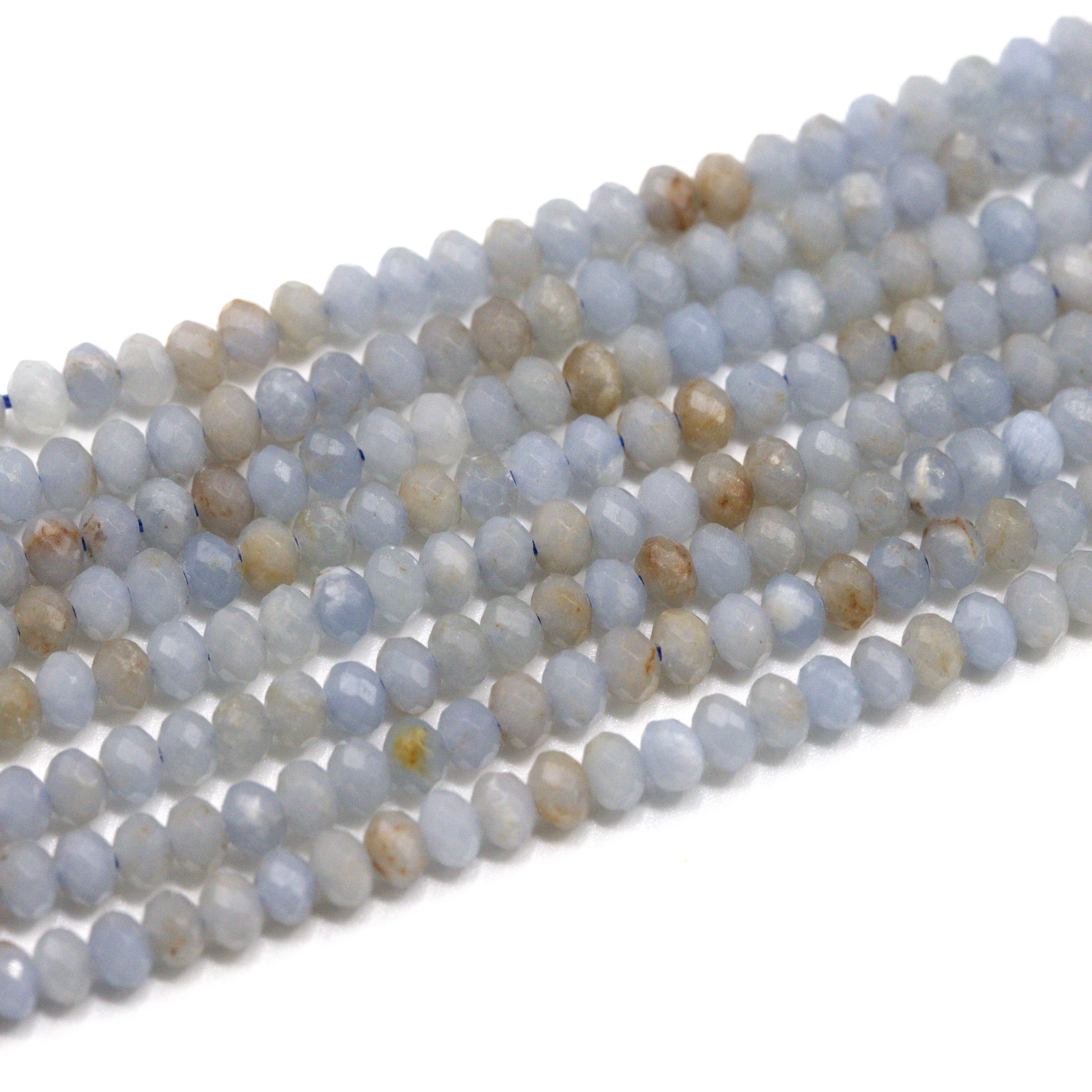 Angelit Perlenstrang 3 x 2 mm facettiert (ca. 120 Perlen / ca. 38 cm Länge)
