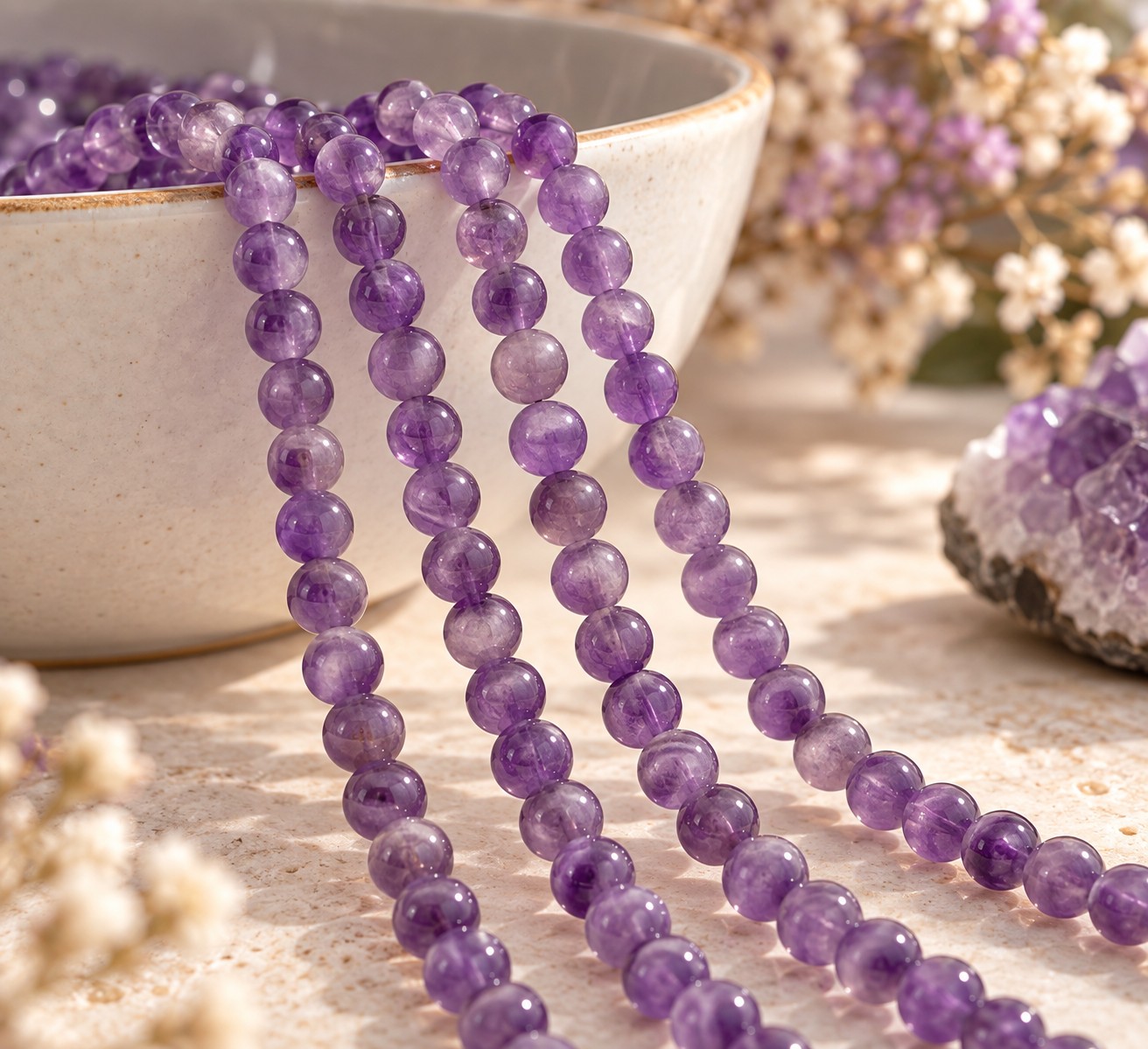 Amethyst Perlenstrang 5,5 mm unregelmäßige Perlen (ca. 33 cm Länge)