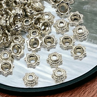 30 Perlkappen tibetischer Stil antiksilberfarben 5 x 2 mm
