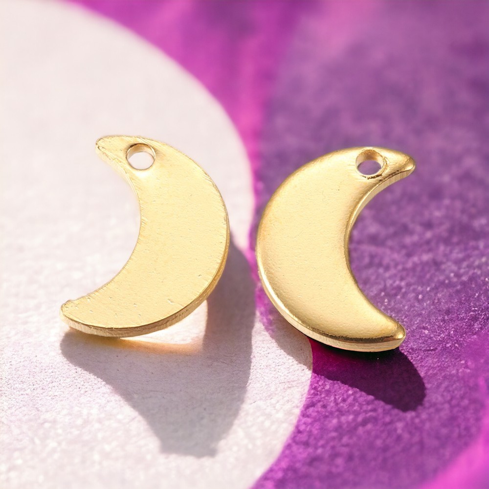 Edelstahl Mond Anhänger goldfarben 10 x 7 x 1 mm - filigraner Charm für Schmuck DIY