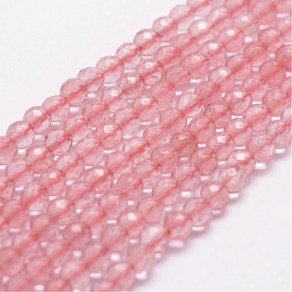 Facettierter Cherry Quarz Perlenstrang 4,5 - 4,7 mm (ca. 90 Perlen / ca. 38 cm Länge)