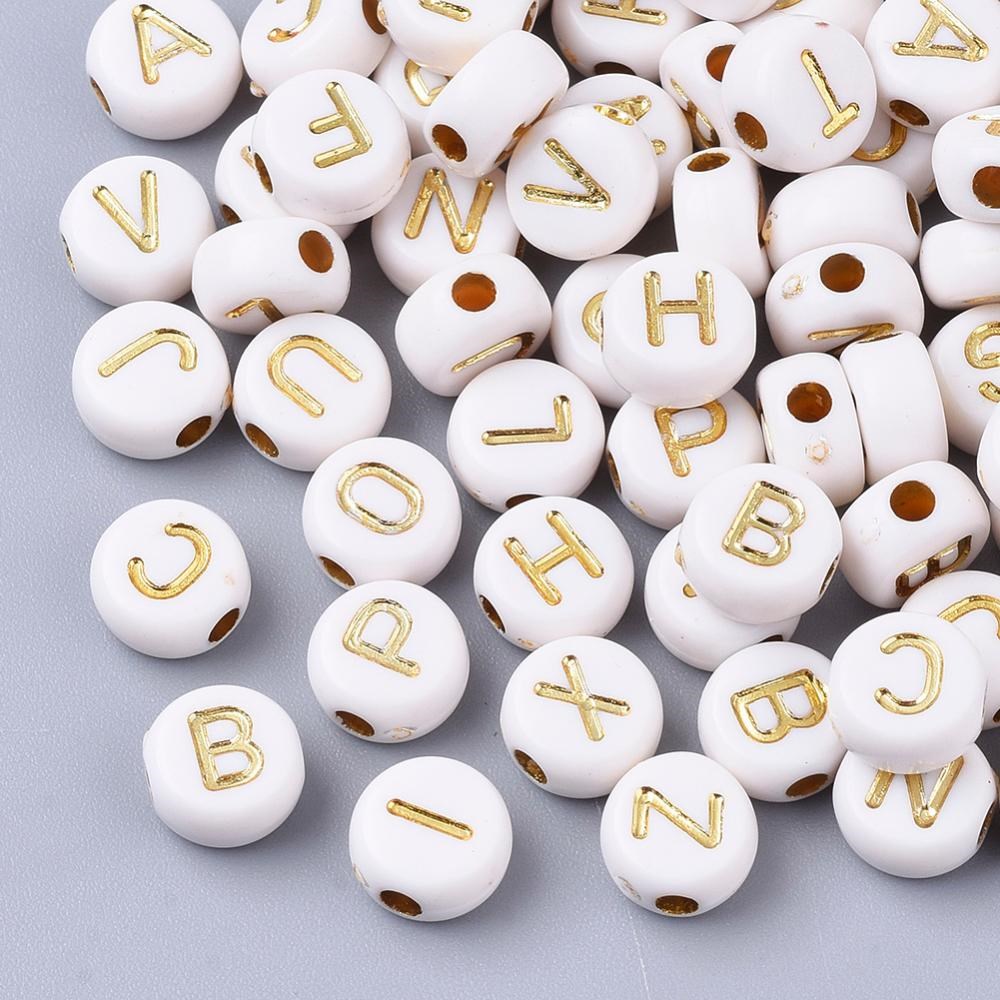 100 runde Buchstaben Perlen aus Acryl gemischt von A - Z