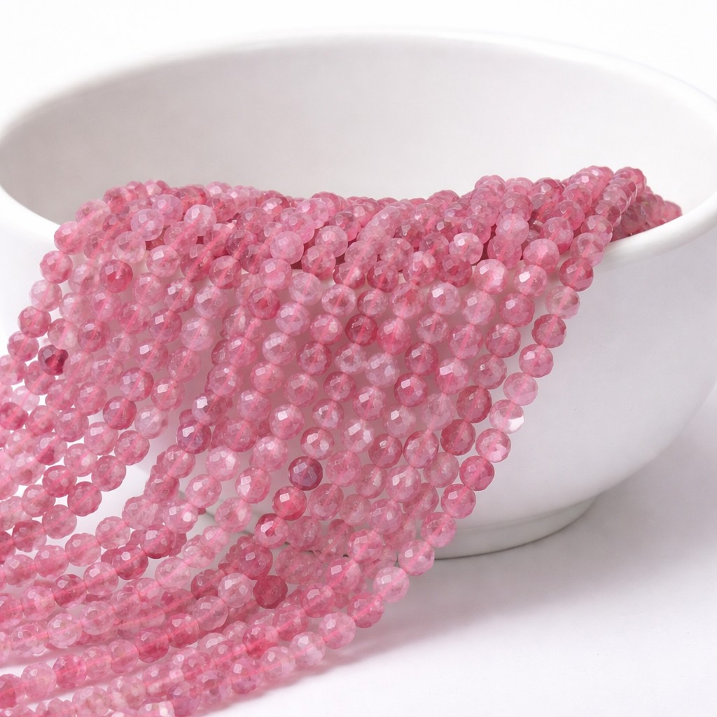 Pink Turmalin Perlenstrang 3,1 mm facettiert (ca. 120 Perlen / ca. 38 cm Länge)