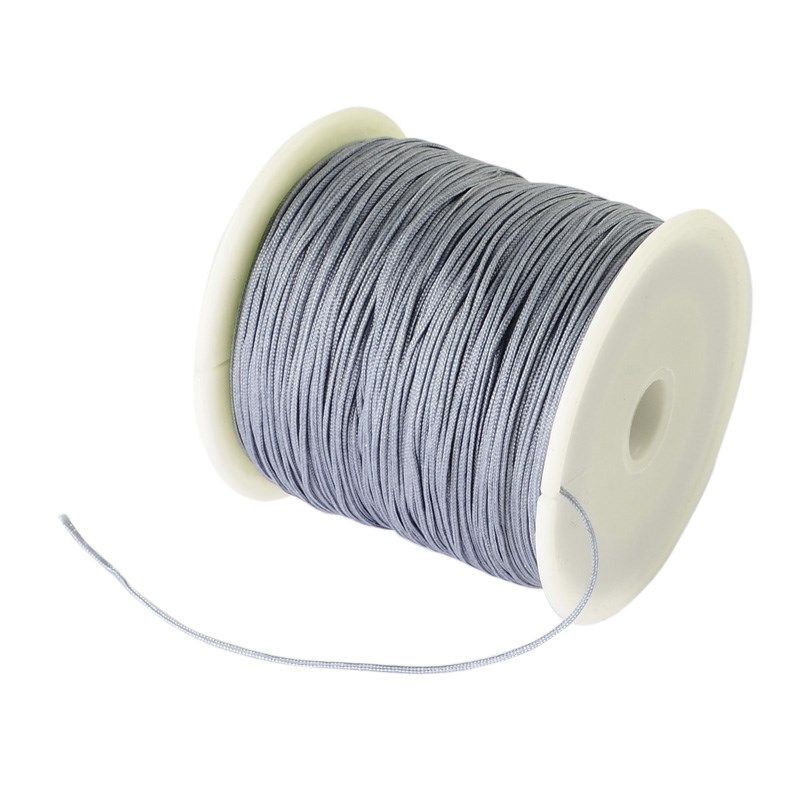 1 Rolle geflochtene Nylonschnur grau 0,8 mm zur Schmuckherstellung (ca. 90 Meter Länge)