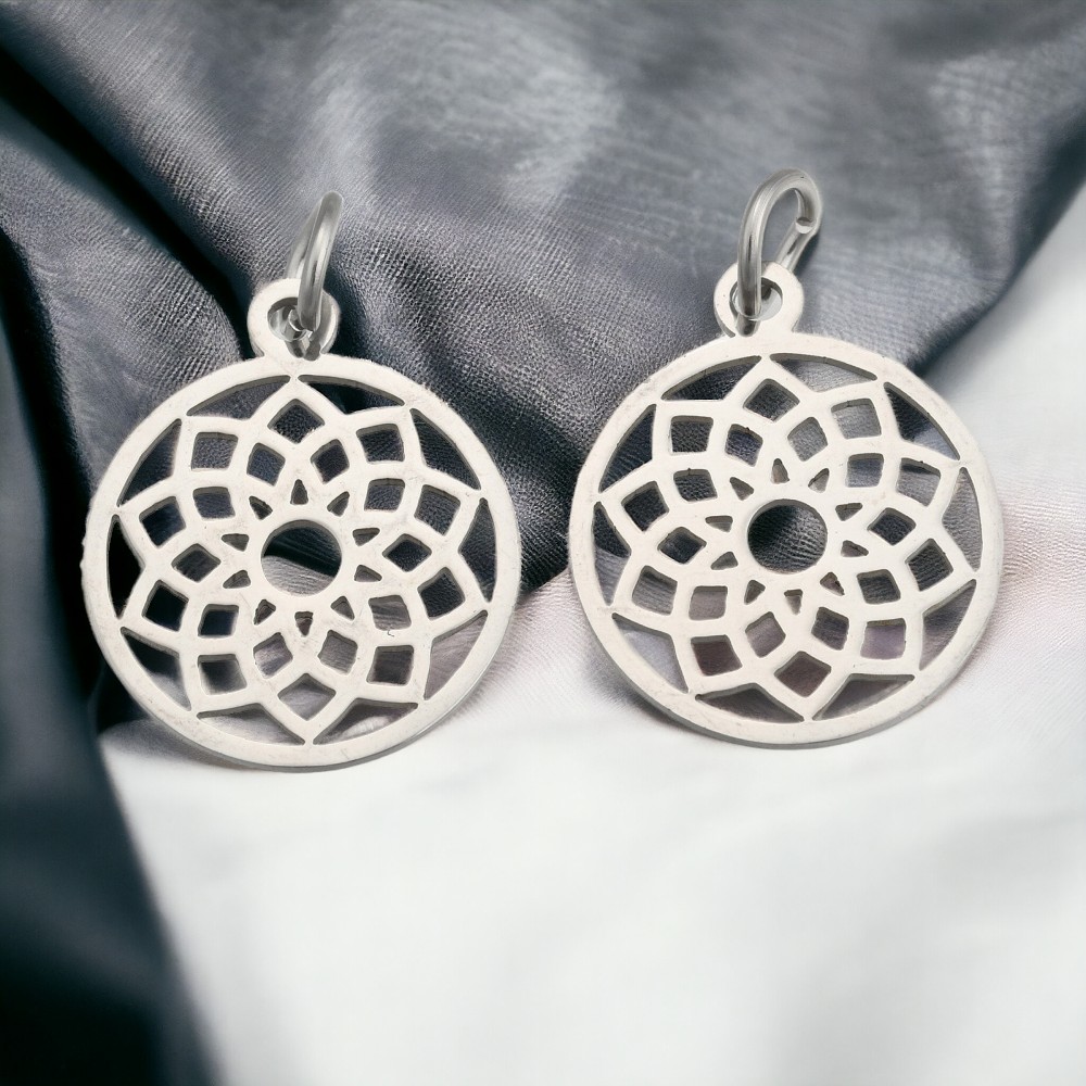 Edelstahl Chakra Anhänger rund  22,5 x 19 x 1 mm