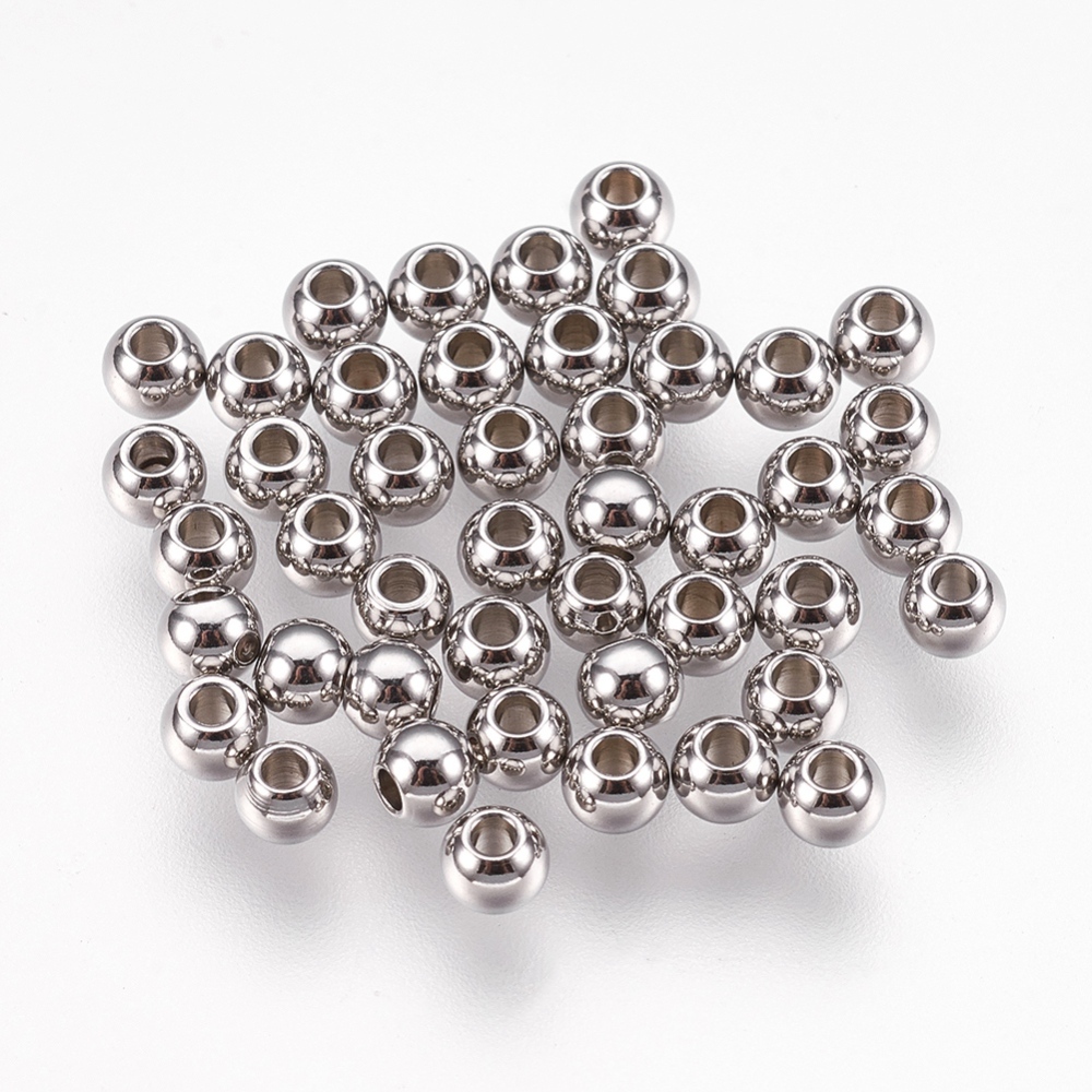 100 Eisen Zwischenperlen Spacer platinfarben glatt glänzend 4 mm
